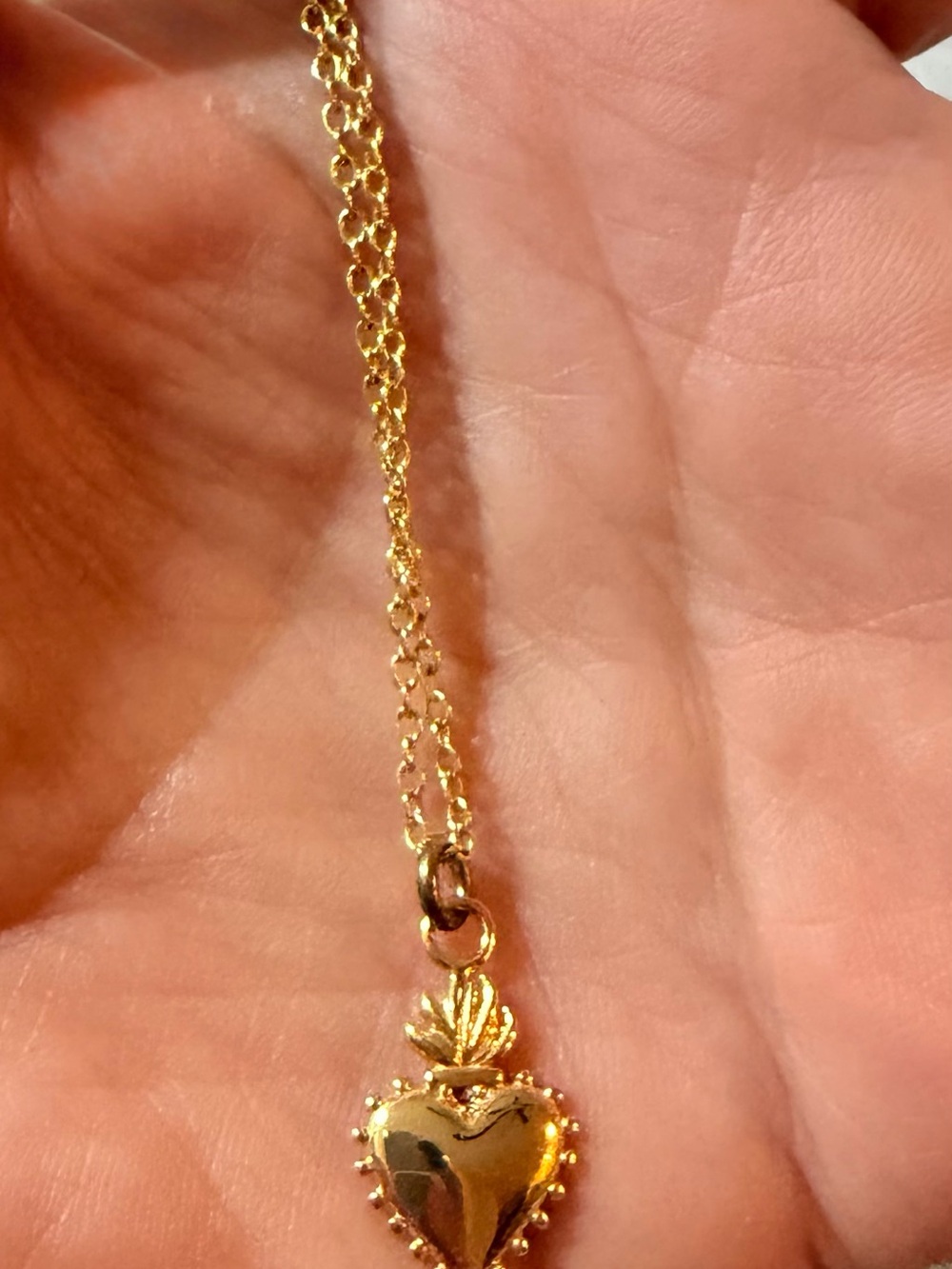 Gold Plated Sacred Heart Pendant Necklace - Elegant Women's Jewelry